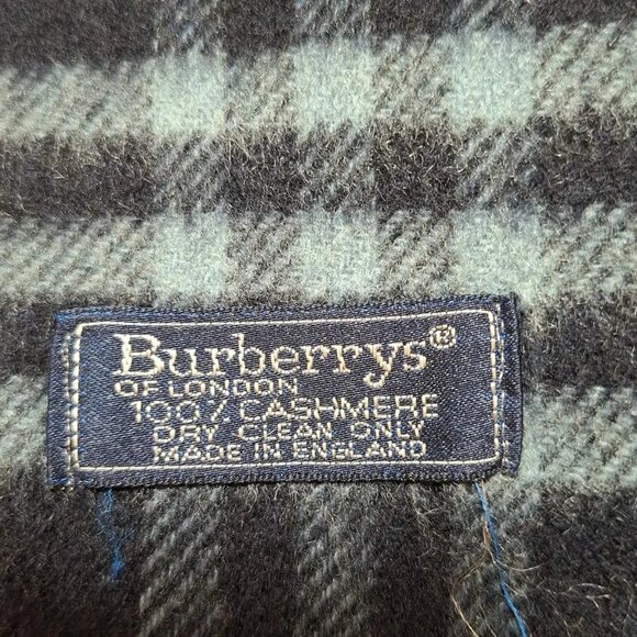 Auth Burberry's - Dark Navy Light Blue Red Cashmere Scarf - Picture 3 of 5